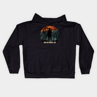 Silhouette of a man in a forest Kids Hoodie